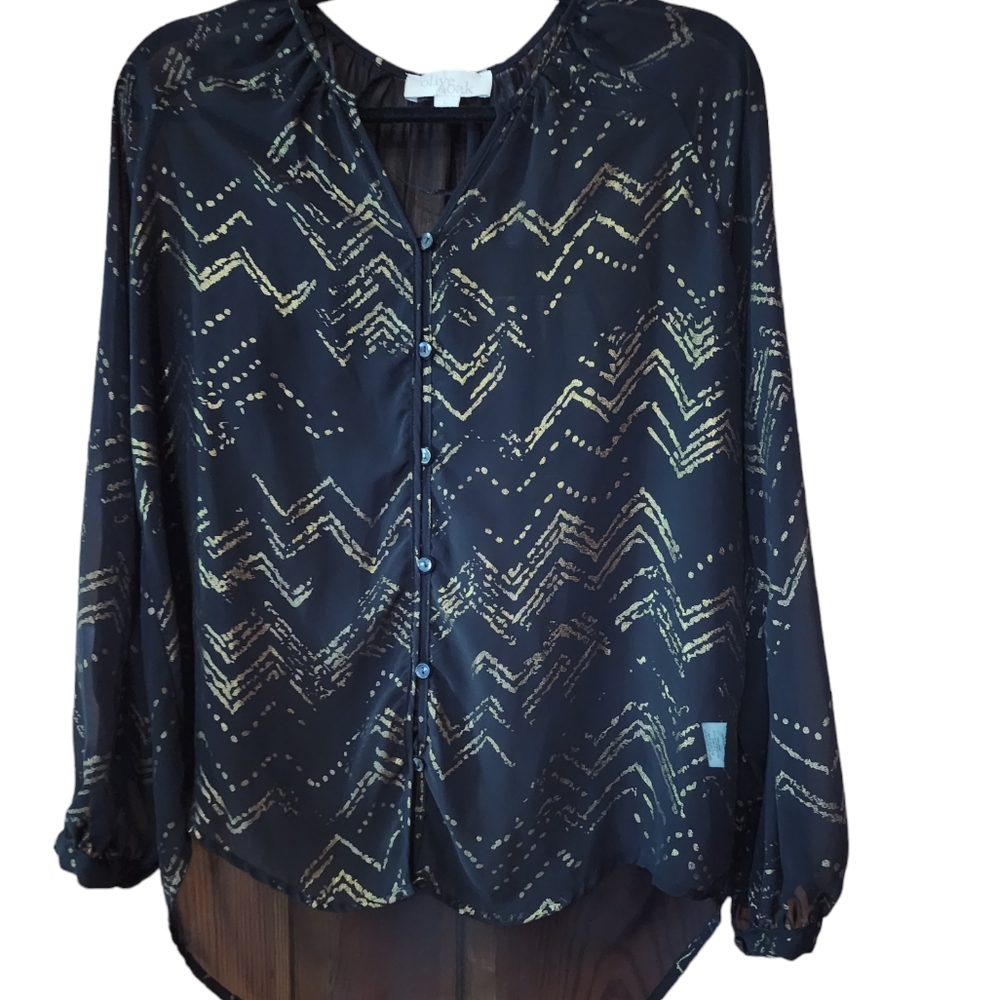 Olive and Oak black sheer top size L